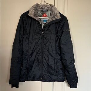 Columbia Black Jacket with Gray Fleece Collar
